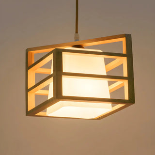 ZOWALA - Oriental Rhombus Wood Pendant Light Image - 2