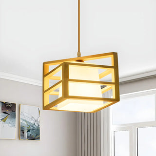 ZOWALA - Oriental Rhombus Wood Pendant Light Image - 3