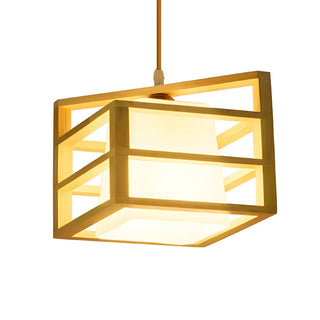 ZOWALA - Oriental Rhombus Wood Pendant Light Image - 4