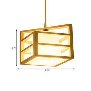 ZOWALA - Oriental Rhombus Wood Pendant Light Image - 5