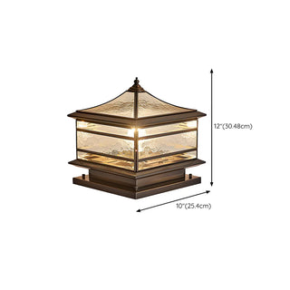 Retro Square Pagoda Glass Outdoor Patio Post Light Zawala #size