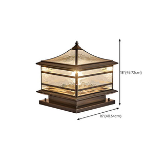 Retro Square Pagoda Glass Outdoor Patio Post Light Zawala Image - 14
