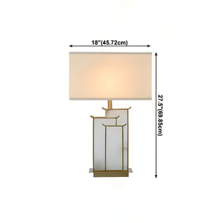 Stylish Rectangular Fabric Gold Bedroom Table Lamp Zawala #size