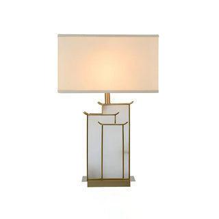 Stylish Rectangular Fabric Gold Bedroom Table Lamp Zawala Image - 8