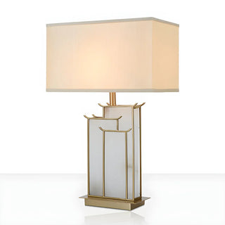 Stylish Rectangular Fabric Gold Bedroom Table Lamp Zawala Image - 9