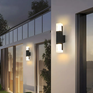 Modern Outdoor Black Rectangle Up Down Wall Sconce Zawala Image - 1