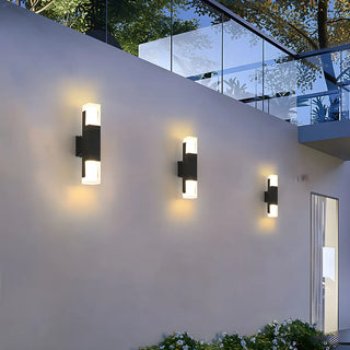 Modern Outdoor Black Rectangle Up Down Wall Sconce Zawala Image - 5