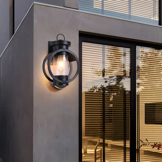 ZOWALA - Creative Circular Glass Black Outdoor Decor Wall Light Image - 1