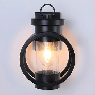 ZOWALA - Creative Circular Glass Black Outdoor Decor Wall Light Image - 10