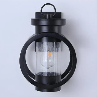 ZOWALA - Creative Circular Glass Black Outdoor Decor Wall Light Image - 11