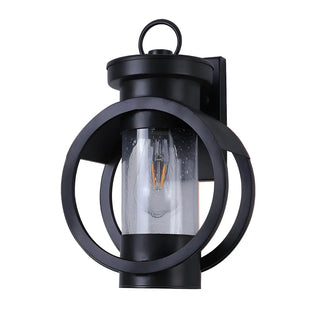 ZOWALA - Creative Circular Glass Black Outdoor Decor Wall Light Image - 12