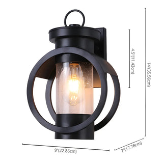 ZOWALA - Creative Circular Glass Black Outdoor Decor Wall Light #size
