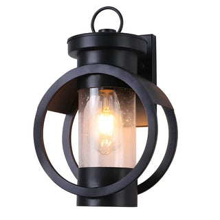 ZOWALA - Creative Circular Glass Black Outdoor Decor Wall Light Image - 7