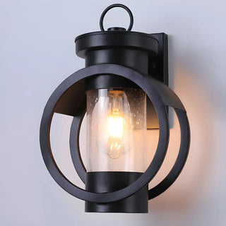 ZOWALA - Creative Circular Glass Black Outdoor Decor Wall Light Image - 8