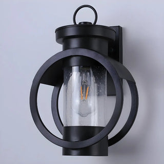 ZOWALA - Creative Circular Glass Black Outdoor Decor Wall Light Image - 9