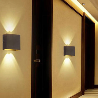 Outdoor Black Cube Up Down Lighting LED Wall Sconce Zawala Image - 15