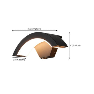 Outdoor Black Curved Arch Waterproof Wall Sconce Zawala #size