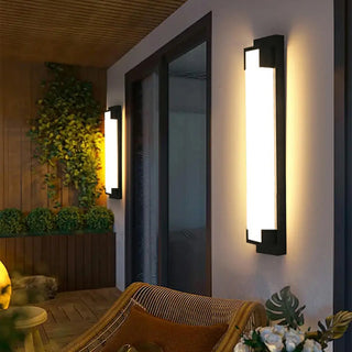 External Modern Black Geometric Metal LED Wall Light Zawala Image - 7