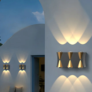 Black-Gold Funnel Metal Exterior Up Down Wall Lamp Zawala Image - 1
