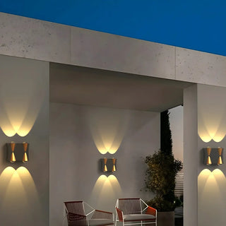 Black-Gold Funnel Metal Exterior Up Down Wall Lamp Zawala Image - 3