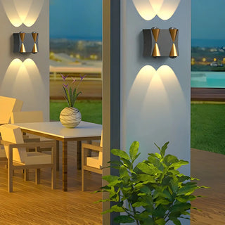 Black-Gold Funnel Metal Exterior Up Down Wall Lamp Zawala Image - 5