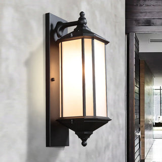 Simple Hexagon Metal Frosted Glass Wall Lamp Black Zawala Image - 1