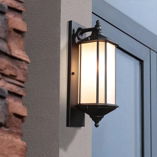 Simple Hexagon Metal Frosted Glass Wall Lamp Black Zawala Image - 2