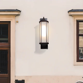 Simple Hexagon Metal Frosted Glass Wall Lamp Black Zawala Image - 3