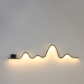 Unique Outdoor Black Linear LED Wave Wall Sconce Image - 5
