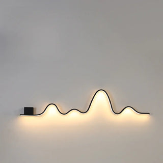 Unique Outdoor Black Linear LED Wave Wall Sconce Image - 6