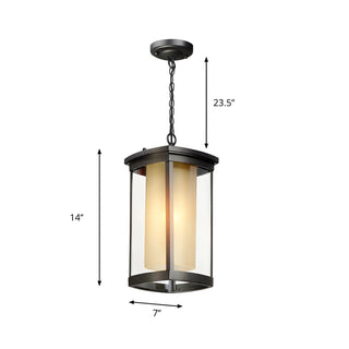 ZOWALA - Industrial Outdoor Rectangle Lantern Pendant Light Image - 7