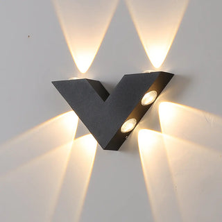 Outdoor Multi-Angle Light Black V-Shaped Wall Lamp Zawala Image - 2