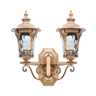 ZOWALA - Luxury Gold Double Head Glass Lantern Bronze Wall Light Image - 3