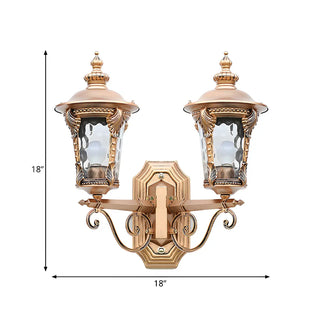 ZOWALA - Luxury Gold Double Head Glass Lantern Bronze Wall Light #size