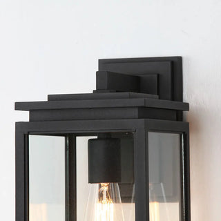 Outdoor Clear Glass Black Lantern LED Wall Sconce Zawala Image - 10