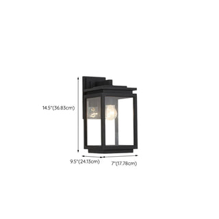 Outdoor Clear Glass Black Lantern LED Wall Sconce Zawala #size
