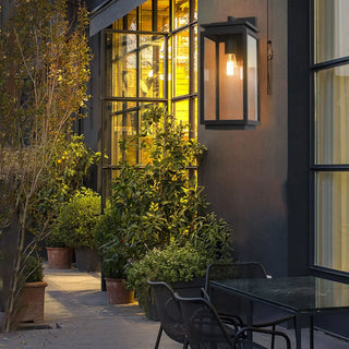 Outdoor Clear Glass Black Lantern LED Wall Sconce Zawala Image - 2