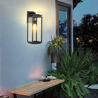 Outdoor Clear Glass Black Lantern LED Wall Sconce Zawala Image - 3
