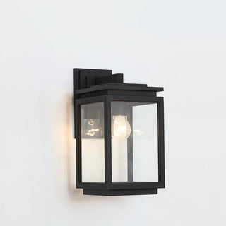 Outdoor Clear Glass Black Lantern LED Wall Sconce Zawala Image - 4