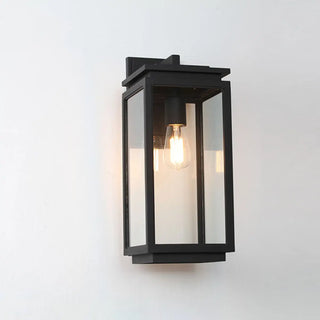 Outdoor Clear Glass Black Lantern LED Wall Sconce Zawala Image - 5