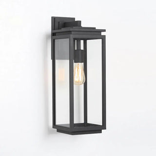 Outdoor Clear Glass Black Lantern LED Wall Sconce Zawala Image - 6