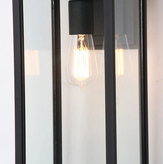 Outdoor Clear Glass Black Lantern LED Wall Sconce Zawala Image - 9
