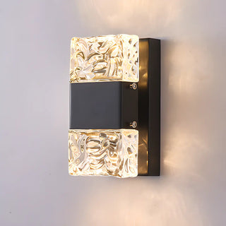 Outdoor Geometric Clear Crystal Up Down Wall Sconce Zawala Image - 20