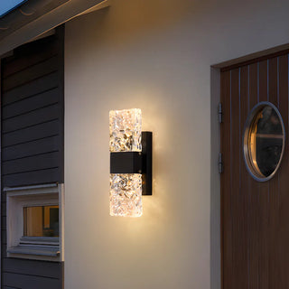 Outdoor Geometric Clear Crystal Up Down Wall Sconce Zawala Image - 3