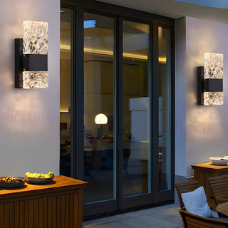 Outdoor Geometric Clear Crystal Up Down Wall Sconce Zawala Image - 4