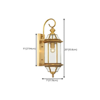 Vintage Brass Outdoor Waterproof Wall Lantern Light Zawala #size