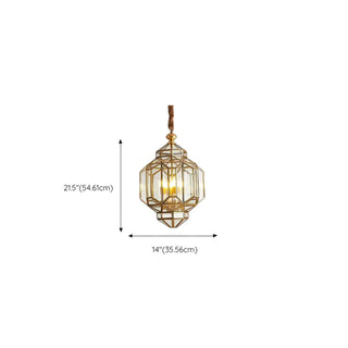ZOWALA - Outdoor Glass Gold Lantern Adjustable Chain Chandelier #size