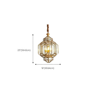 ZOWALA - Outdoor Glass Gold Lantern Adjustable Chain Chandelier Image - 11