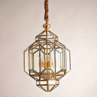 ZOWALA - Outdoor Glass Gold Lantern Adjustable Chain Chandelier Image - 5
