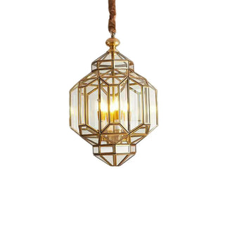 ZOWALA - Outdoor Glass Gold Lantern Adjustable Chain Chandelier Image - 7